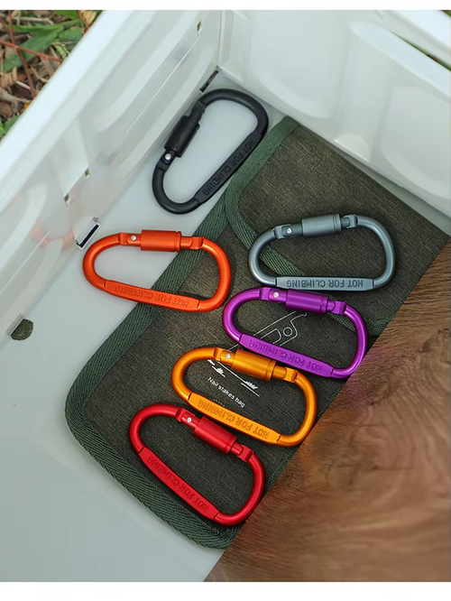 3/5Pcs Aluminum Alloy with Lock D-Shaped Carabiner Multi-Color Keychain Camping Hiking Sports Backpack Buckle Outdoor Tool
