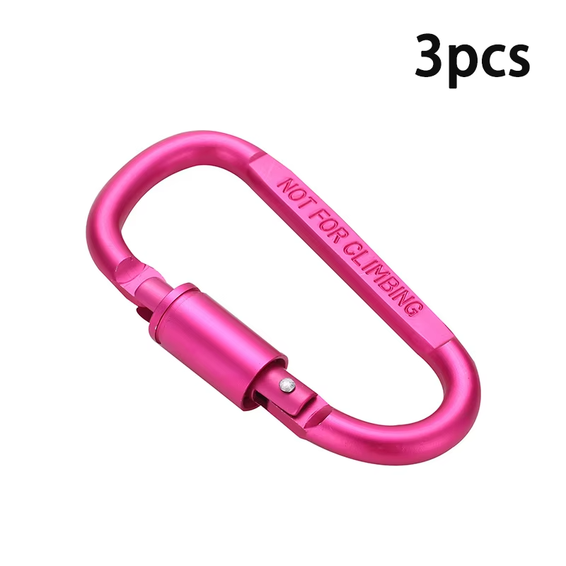 3/5Pcs Aluminum Alloy with Lock D-Shaped Carabiner Multi-Color Keychain Camping Hiking Sports Backpack Buckle Outdoor Tool