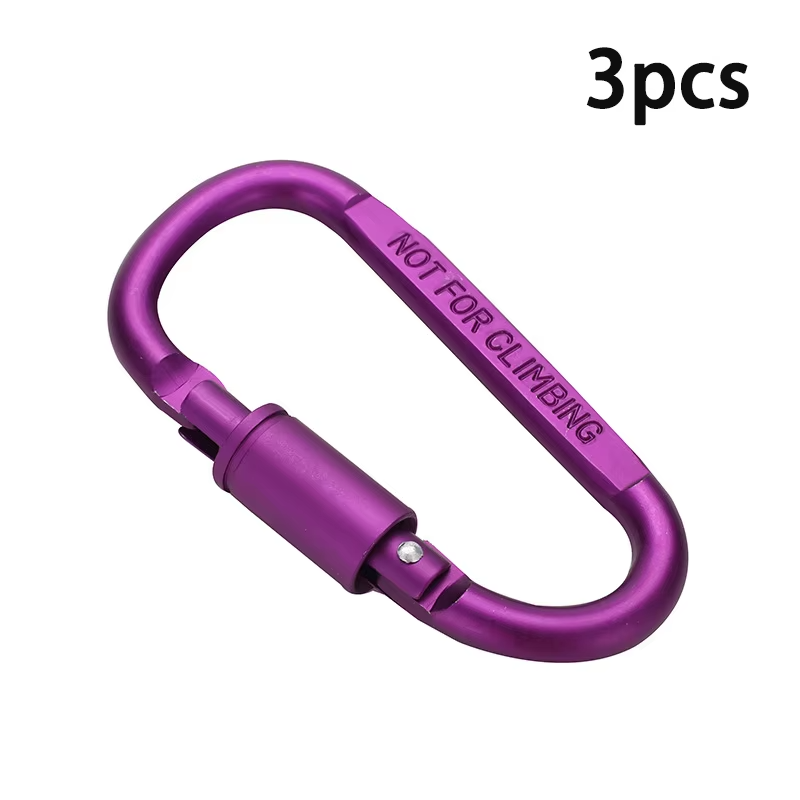 3/5Pcs Aluminum Alloy with Lock D-Shaped Carabiner Multi-Color Keychain Camping Hiking Sports Backpack Buckle Outdoor Tool