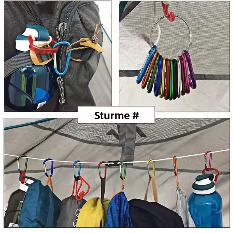10PCS NO.8 Carabiner Keychain Set Multicolor Aluminium Safety Camping Hiking Hook Outdoor D-ring Snap Clip Lock Buckle