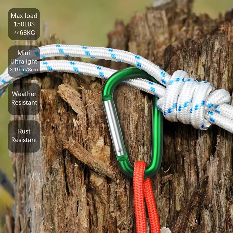 10PCS NO.8 Carabiner Keychain Set Multicolor Aluminium Safety Camping Hiking Hook Outdoor D-ring Snap Clip Lock Buckle