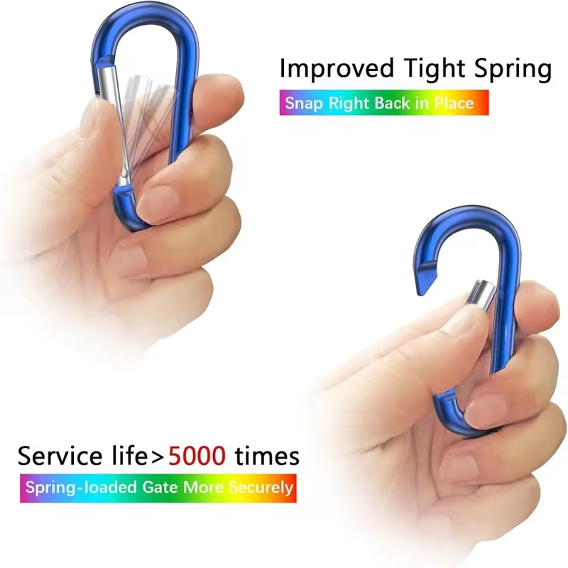 10PCS NO.8 Carabiner Keychain Set Multicolor Aluminium Safety Camping Hiking Hook Outdoor D-ring Snap Clip Lock Buckle