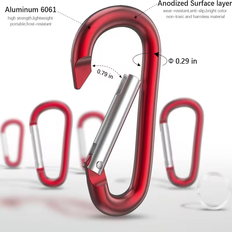 10PCS NO.8 Carabiner Keychain Set Multicolor Aluminium Safety Camping Hiking Hook Outdoor D-ring Snap Clip Lock Buckle