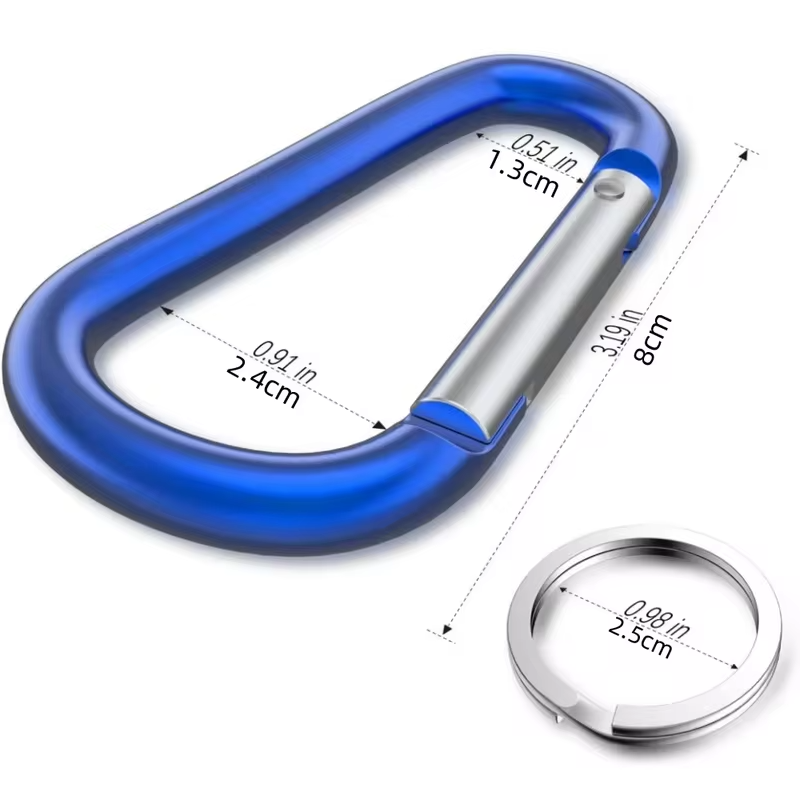 10PCS NO.8 Carabiner Keychain Set Multicolor Aluminium Safety Camping Hiking Hook Outdoor D-ring Snap Clip Lock Buckle