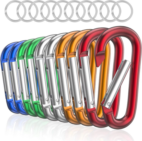 10PCS NO.8 Carabiner Keychain Set Multicolor Aluminium Safety Camping Hiking Hook Outdoor D-ring Snap Clip Lock Buckle