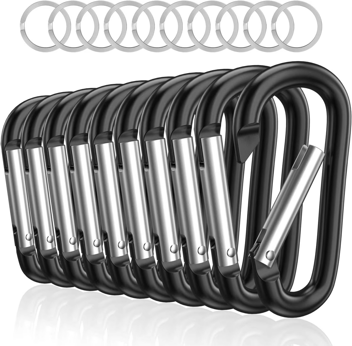 10PCS NO.8 Carabiner Keychain Set Multicolor Aluminium Safety Camping Hiking Hook Outdoor D-ring Snap Clip Lock Buckle