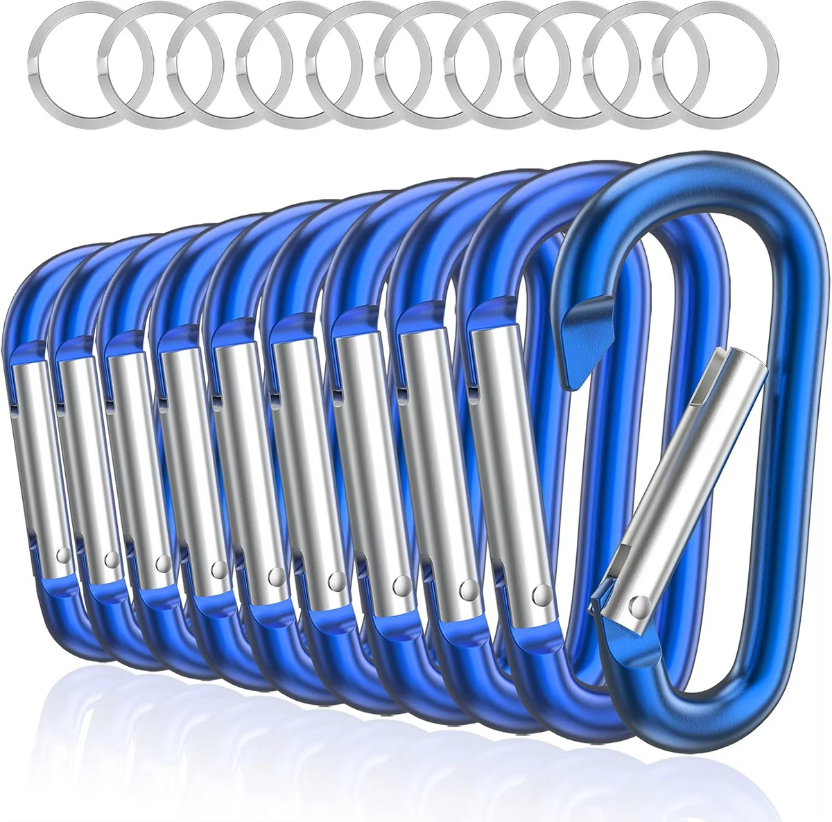 10PCS NO.8 Carabiner Keychain Set Multicolor Aluminium Safety Camping Hiking Hook Outdoor D-ring Snap Clip Lock Buckle