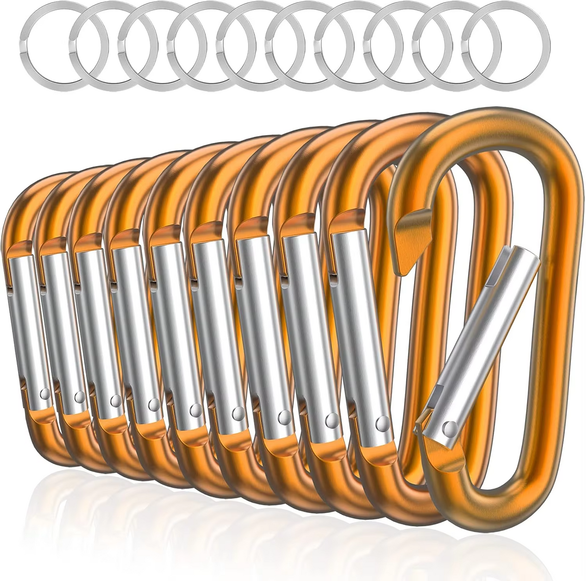 10PCS NO.8 Carabiner Keychain Set Multicolor Aluminium Safety Camping Hiking Hook Outdoor D-ring Snap Clip Lock Buckle
