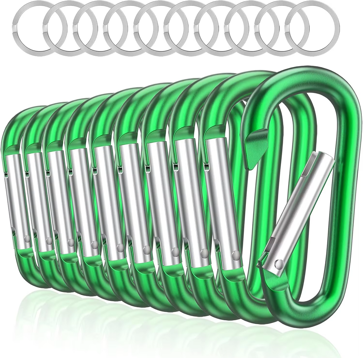 10PCS NO.8 Carabiner Keychain Set Multicolor Aluminium Safety Camping Hiking Hook Outdoor D-ring Snap Clip Lock Buckle