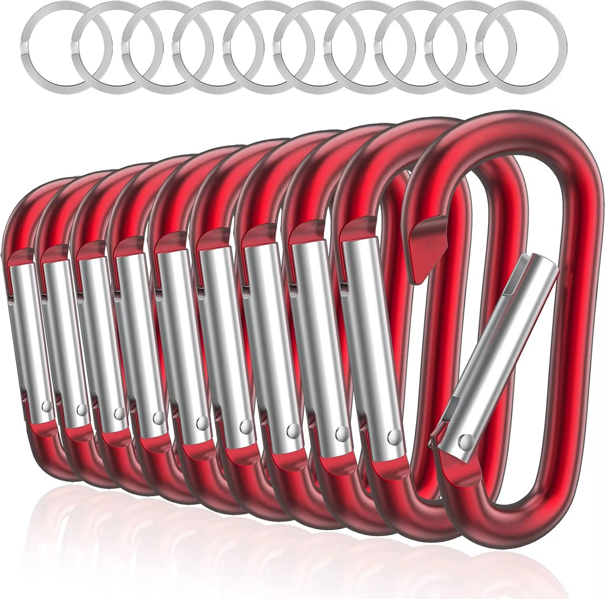 10PCS NO.8 Carabiner Keychain Set Multicolor Aluminium Safety Camping Hiking Hook Outdoor D-ring Snap Clip Lock Buckle
