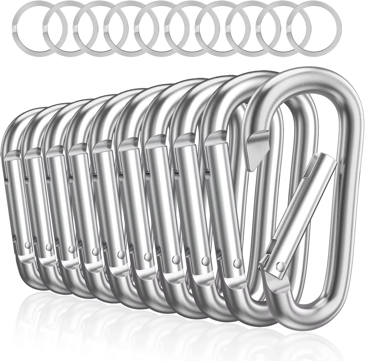 10PCS NO.8 Carabiner Keychain Set Multicolor Aluminium Safety Camping Hiking Hook Outdoor D-ring Snap Clip Lock Buckle