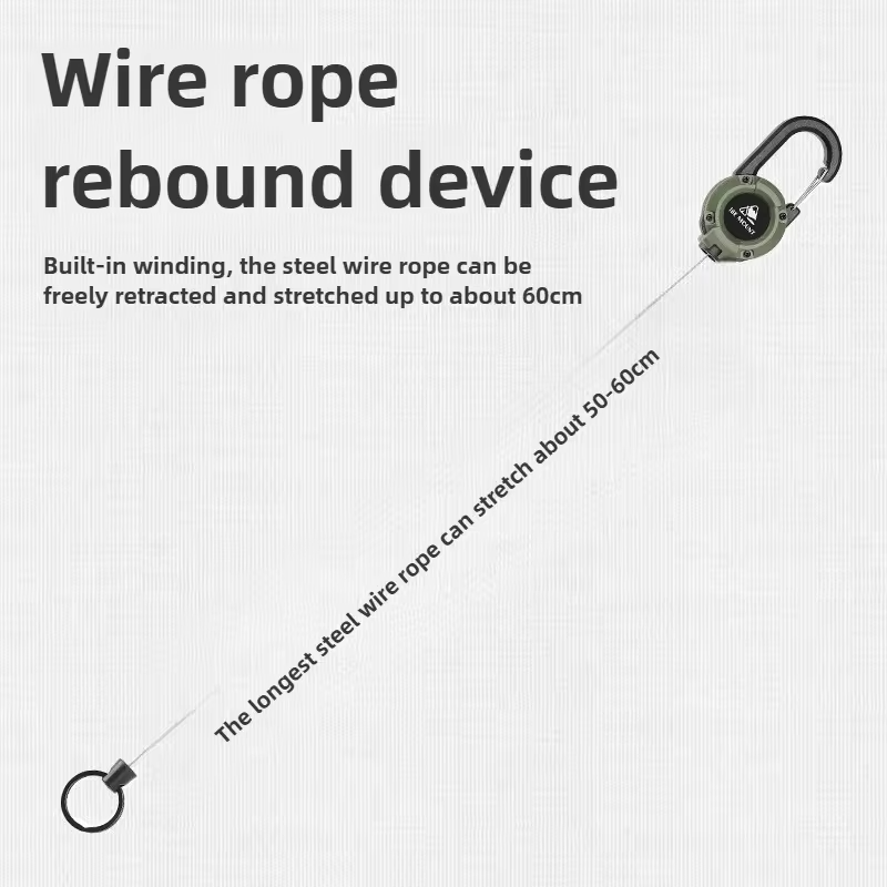 ISE MOUNT Outdoor tactical buckle Telescopic buckle Wire rope Multifunctional keychain Camping High rebound Anti-lost rope