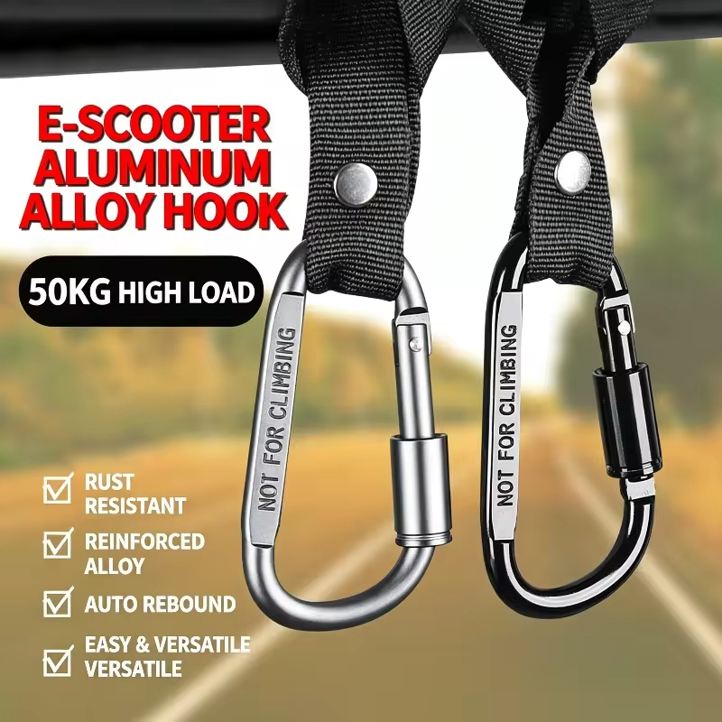 Motorcycle Electric Scooter Handlebar Hook Screw Lock Carabiner Nylon Strap Hanger  Shopping Bag Storage Hook Bike Accessories