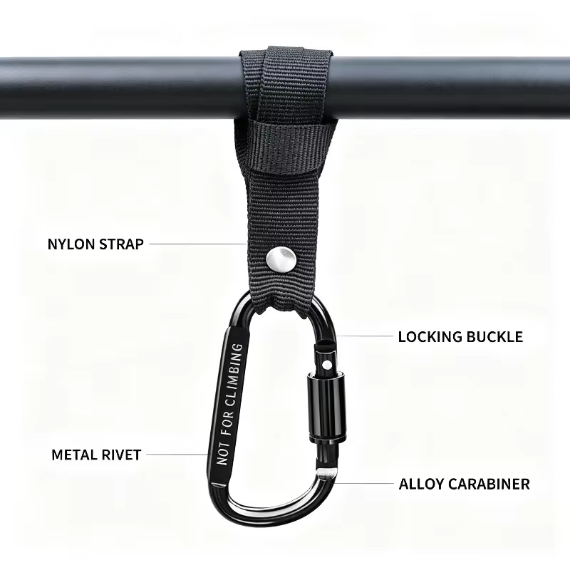 Motorcycle Electric Scooter Handlebar Hook Screw Lock Carabiner Nylon Strap Hanger  Shopping Bag Storage Hook Bike Accessories