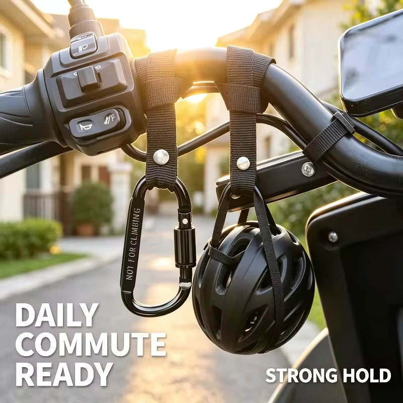 Motorcycle Electric Scooter Handlebar Hook Screw Lock Carabiner Nylon Strap Hanger  Shopping Bag Storage Hook Bike Accessories